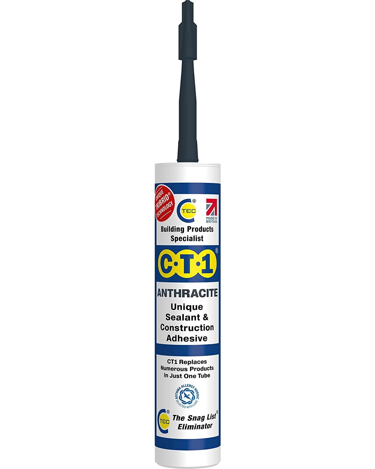 CT1 Clear TRIBRID Multi-Purpose Sealant & Adhesive - 2 Pack - Bathroom, Shower & Window Sealant - Odourless - Anti Mould Waterproofing Sealant Adhesive - Vibration Resistant & Flexible - 290ml