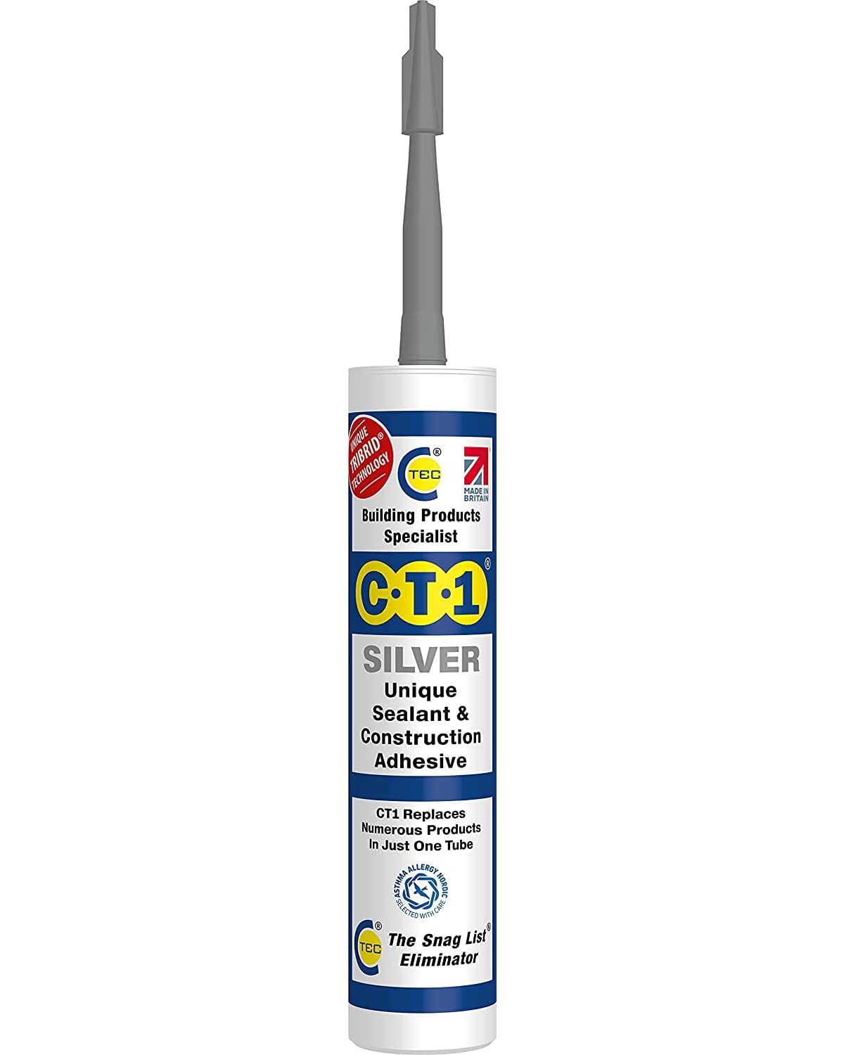 CT1 Clear TRIBRID Multi-Purpose Sealant & Adhesive - 2 Pack - Bathroom, Shower & Window Sealant - Odourless - Anti Mould Waterproofing Sealant Adhesive - Vibration Resistant & Flexible - 290ml