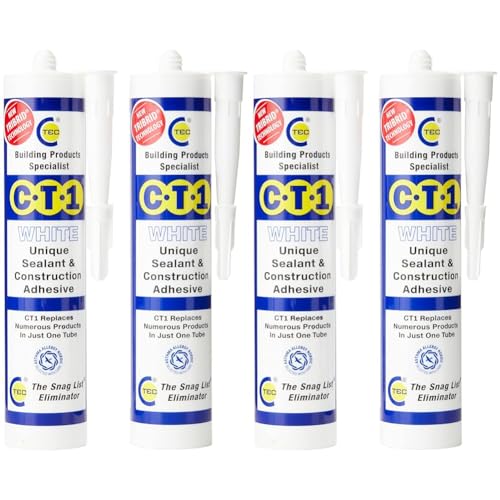 2 x CT1 Unique Sealant Construction Builders Standard Multi All Purpose Silicone Mastic Extra Strong Adhesive Glue 290ML in White