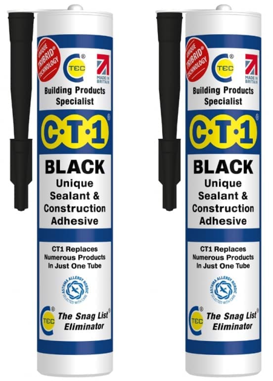 CT1 Clear TRIBRID Multi-Purpose Sealant & Adhesive - 2 Pack - Bathroom, Shower & Window Sealant - Odourless - Anti Mould Waterproofing Sealant Adhesive - Vibration Resistant & Flexible - 290ml