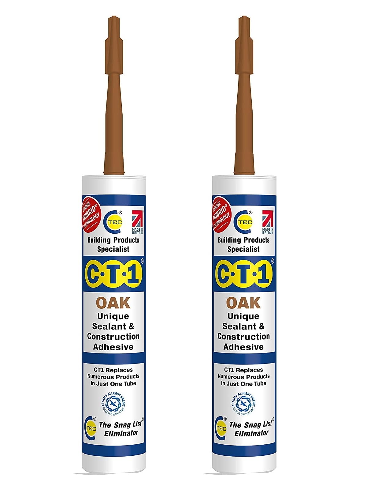 CT1 Clear TRIBRID Multi-Purpose Sealant & Adhesive - 2 Pack - Bathroom, Shower & Window Sealant - Odourless - Anti Mould Waterproofing Sealant Adhesive - Vibration Resistant & Flexible - 290ml